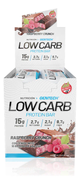 Barra Proteica Low Carb Gentech Raspeberry Crunch X10 Un