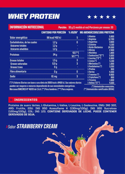 Mervick Whey Protein 80% Proteína + BCAA + Glutamina 5LB