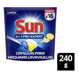 Sun Tabletas Lavavajilla Pro Expert 4 en 1 X16 Capsulas Limón
