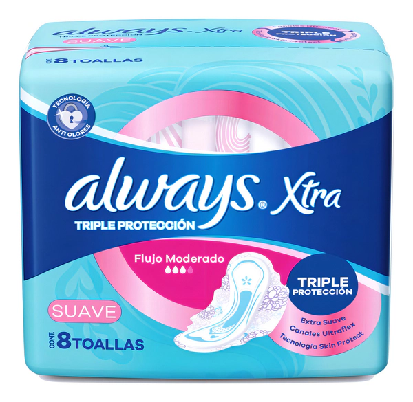 Toallas Femeninas Always Dia Triple Proteccion Suave X8un