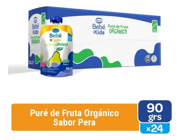 Sancor Bebé & Kids Orgánico Puré Pera Pouch 90G Caja X24
