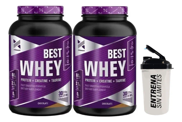 Whey Xtrenght Best Protein 2 Lb X 2 Unidades + Vaso Sabor Chocolate