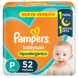 Pañales Pampers Babysan Hipoalergénico Talle P 52 Unidades