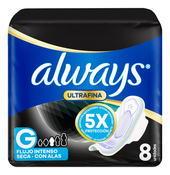 Toallas Femeninas Always Noche Ultrafinas Seca X8un