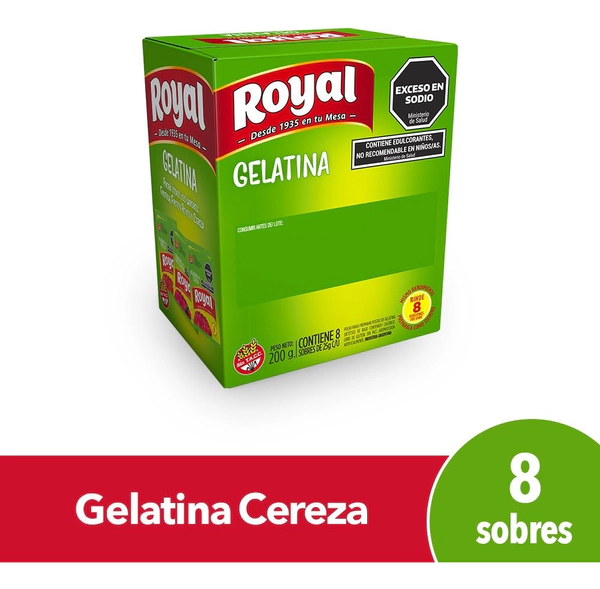 Gelatina Light Royal Cereza 25g X 8 Un