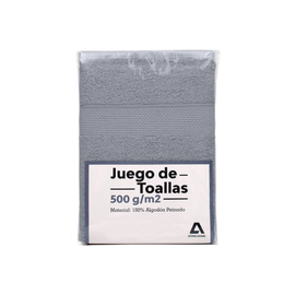 Set De Toallas Atma Home Gris 100% Algodón 500 Grs