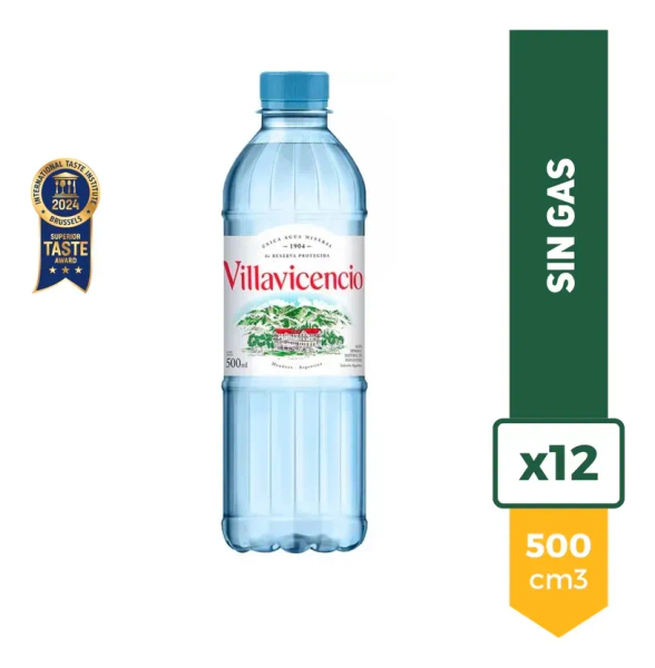 Agua Mineral Villavicencio Sin Gas 500 ml Pack X12