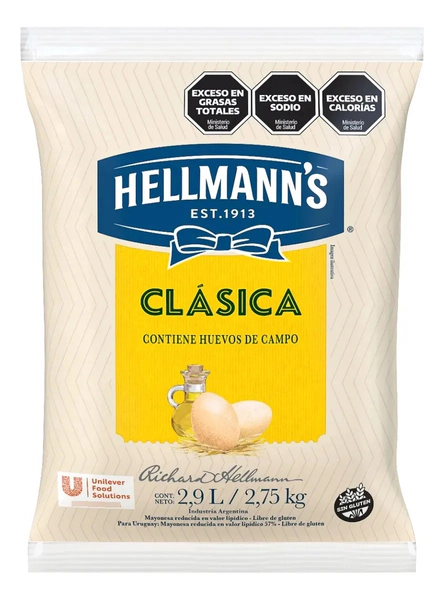 Mayonesa Bolsa Hellmanns Clásica 2,755 Kg