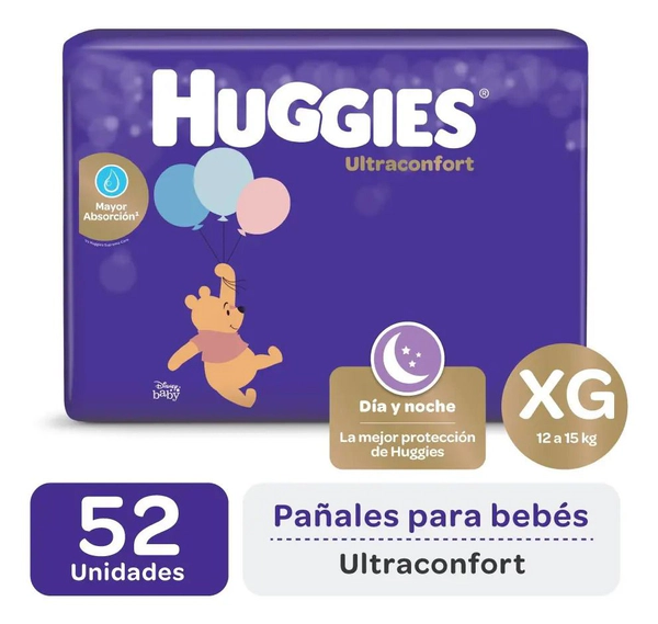 Pañales Huggies Ultraconfort Ahorrapack Talle Extra Grande (XG) X 52 Un