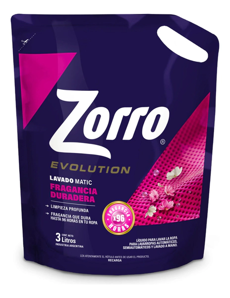 Zorro Evolution Líquido Fragancia Duradera 3lt
