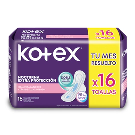 Kotex Toalla Femenina Nocturna 16 Un
