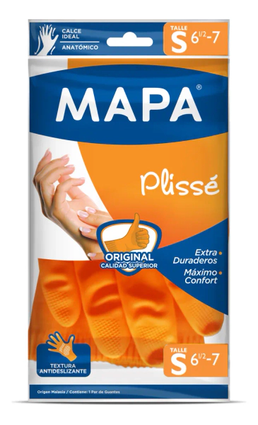Guantes Mapa Plissé Satinado Talle S Cocina