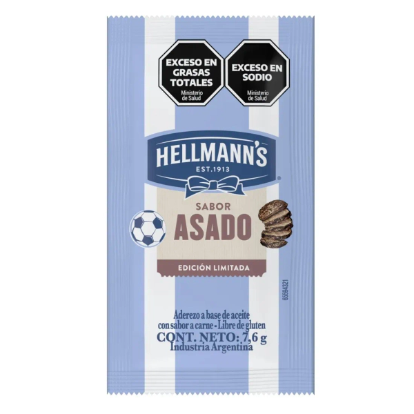 Hellmanns Mayonesa Saborizada Asado Caja 196 Sachets X7,6 Gr