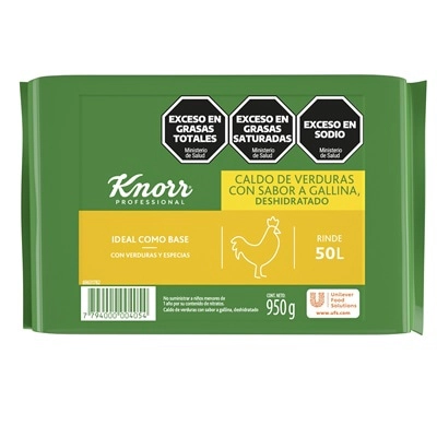 Caldo de Verduras Base Knorr Sabor Gallina 650g Rinde 50 Lts