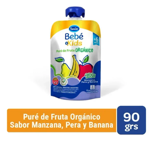 Sancor Bebé Orgánico Puré Mix Frutal Pouch 90g Caja X24