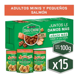 Pack 15x Dog Chow® Cachorros Con Salmon  Sobre 100g