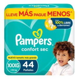 Pañales Pampers Confort Sec Talle XXXG 44 Unidades Sin Género