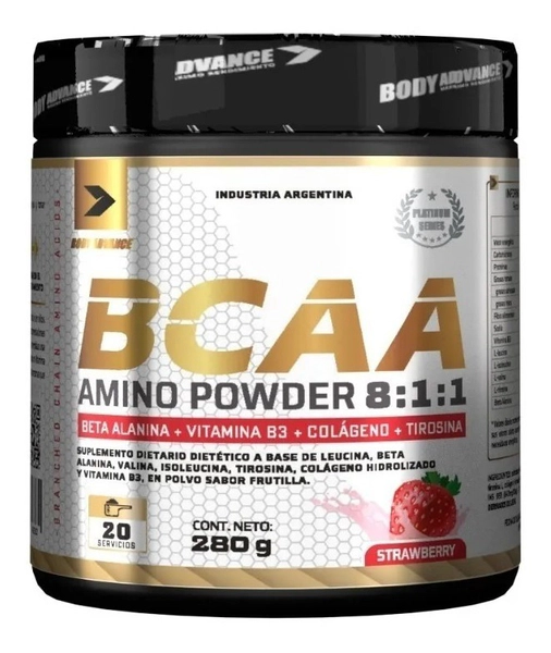 Bcaa Amino Body Advance 8:1:1 Polvo 280g Vitamina B3 Strawberry