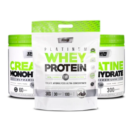 Whey Protein 3 Kg + 2 Creatina X 300 Grs Star Nutrition Sabor Cookies & Cream