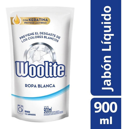 Jabon Liquido Woolite Extra Blanco Matic Repuesto 900 Ml