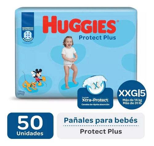 Huggies Protect Plus Xxg 50 Unidades Extra Extra Grande (xxg) Sin Género