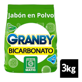 Jabón En Polvo Granby Bicarbonato Baja Espuma De Limón 3 Kg