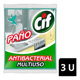 Paño Cif Antibacterial Multiuso 3 Unidades Azul Acero