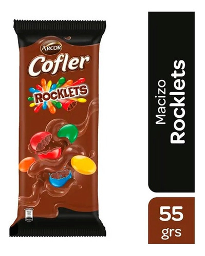 Cofler Chocolate Macizo Con Rocklets X 55 Gr