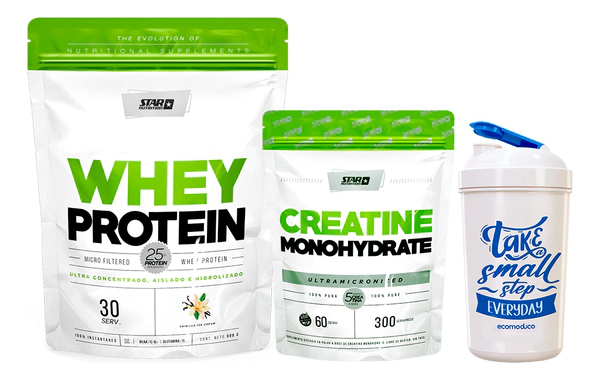Star Nutrition Combo Whey Protein Doypack X2lb + Creatina Doypack X 300gr + Vaso