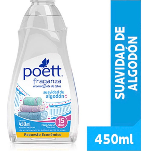Perfume Poett Ropa Fraganza Suavidad Algodon Repuesto 450 Ml