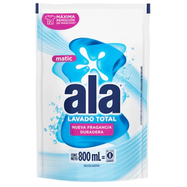 Jabón Liquido Ala Matic Máxima Blancura 800 ml