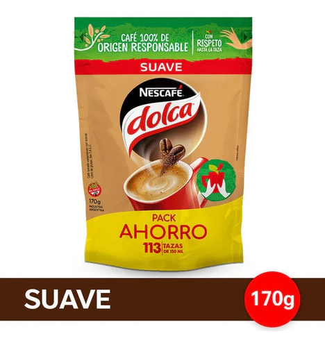Cafe Instantaneo Nescafe Dolca Suave Orig 170 Gr Doy