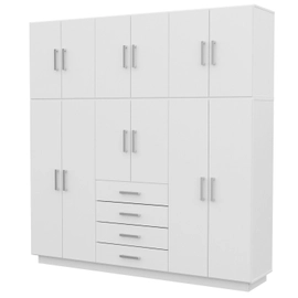 Placard Ropero 12 Puertas 4 Cajones Con Baulera Dakar Blanco