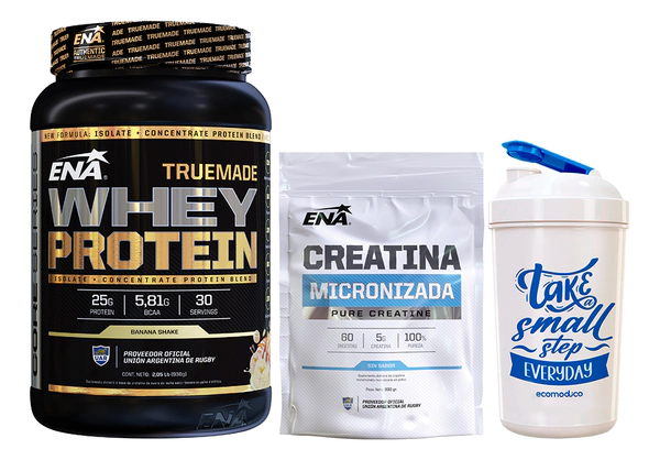 Truemade Wheyprotein Ena 2lb + Creatina 300g + vaso