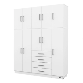 Placard Ropero 10 Puertas 4 Cajones Con Baulera Dakar Blanco