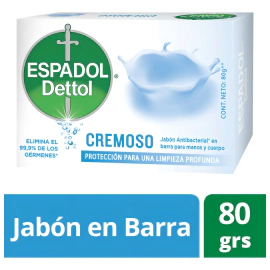 Jabon En Barra Antibacterial Cremoso Espadol Dettol 80g