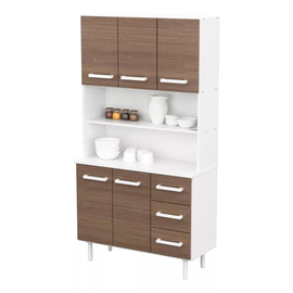 Mueble De Cocina Multiuso Aparador Triplo Kit Blanco/Carvalho Mezzo Mosconi