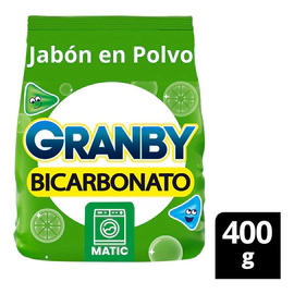 Jabón En Polvo Granby Bicarbonato Baja Espuma Limón 400 Gr