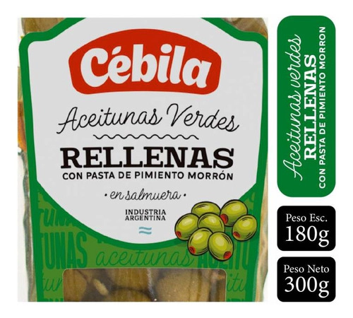Aceitunas Verdes Rellena Cébila Doypack 180 Gr
