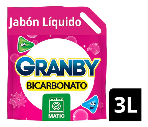 Jabón Líquido Granby Bicarbonato Baja Espuma De Rosas 3 L