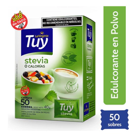 Edulcorante Tuy En Polvo Stevia Equilibrado 50 Sobres