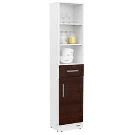 Despensero Organizador 1,80 Mts. Puerta, Cajón y Estantes Blanco/Wengue