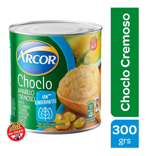 Choclo Amarillo Tipo Cremoso En Lata Arcor X 300 Gr
