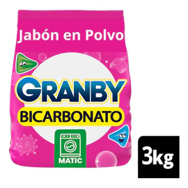 Jabón En Polvo Granby Bicarbonato Baja Espuma De Rosas 3 Kg