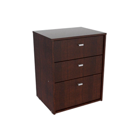 Mesa De Luz Melamina Mosconi Nature 3 Cajones Guía Metálica Wengue