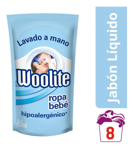 Woolite Lavado A Mano Bebé Jabón Líquido Repuesto 450ml