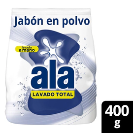 Jabón En Polvo Ala Lavado A Mano Máxima Blancura 400 Gr