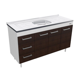 Bajo Mesada Sin Bacha Mueble Cocina Mosconi Express 1,40 Mts Blanco/Chocolate