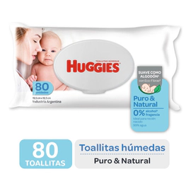 Toallitas Húmedas Huggies Puro Y Natural X80 Unidades