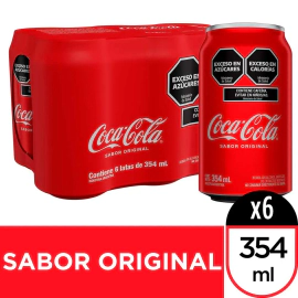 Pack x 6 Latas Gaseosa Coca-cola Sabor Original 354 Ml